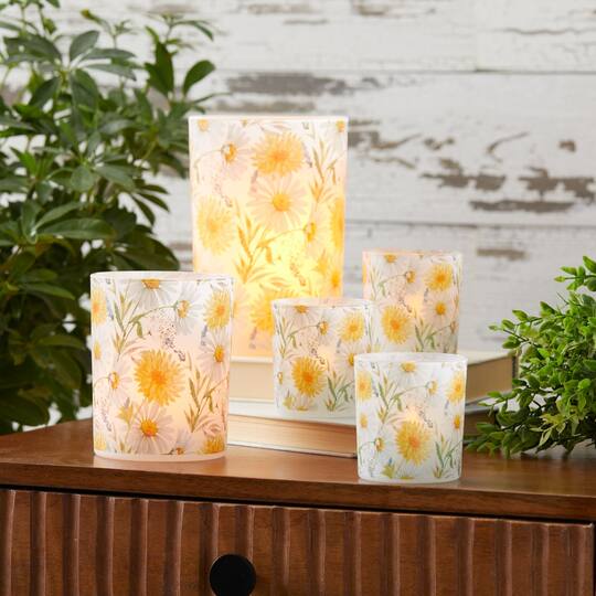 Floral Print Votive & Pillar Candle Holder Set